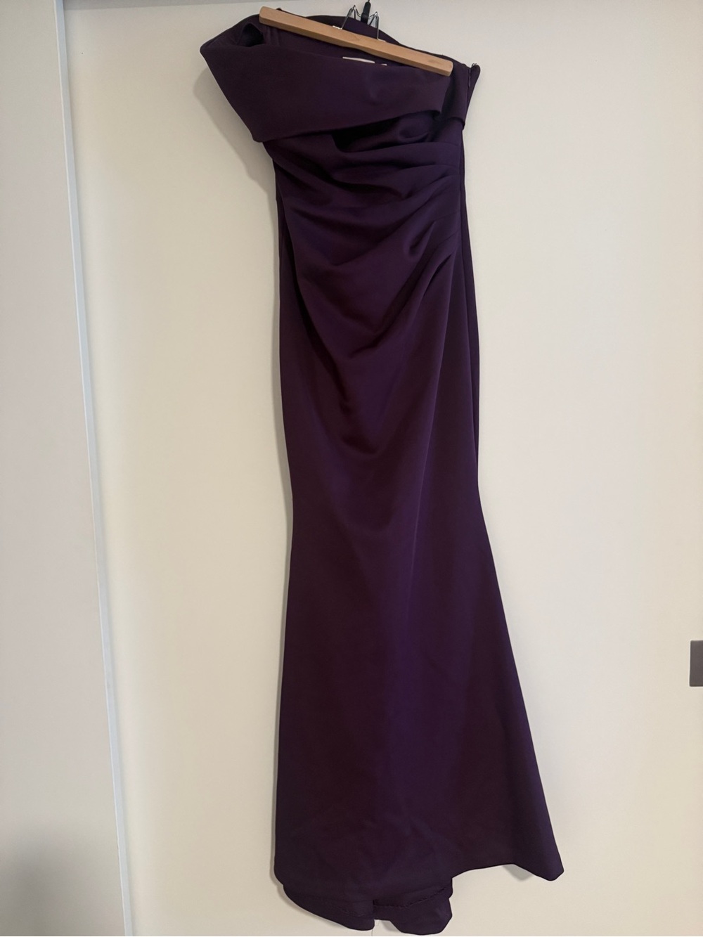 Eliza J One-Shoulder Evening Gown in Deep Plum